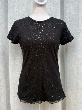Ralph Lauren black sequins short sleeve top